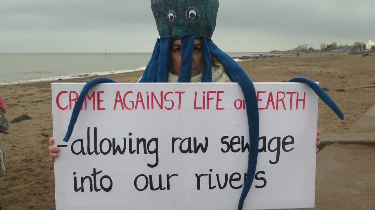 Campaigners Protest On Minehead Beach Against Sewage Polluting The Sea